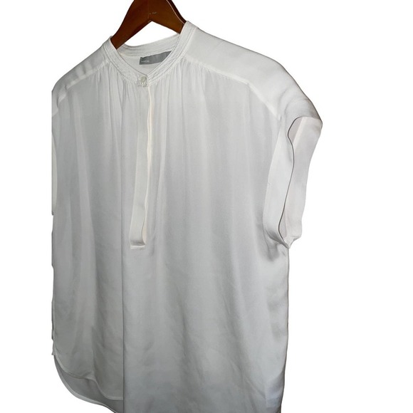 Vince White Button Front Silk Blouse Size Small - Picture 3 of 7